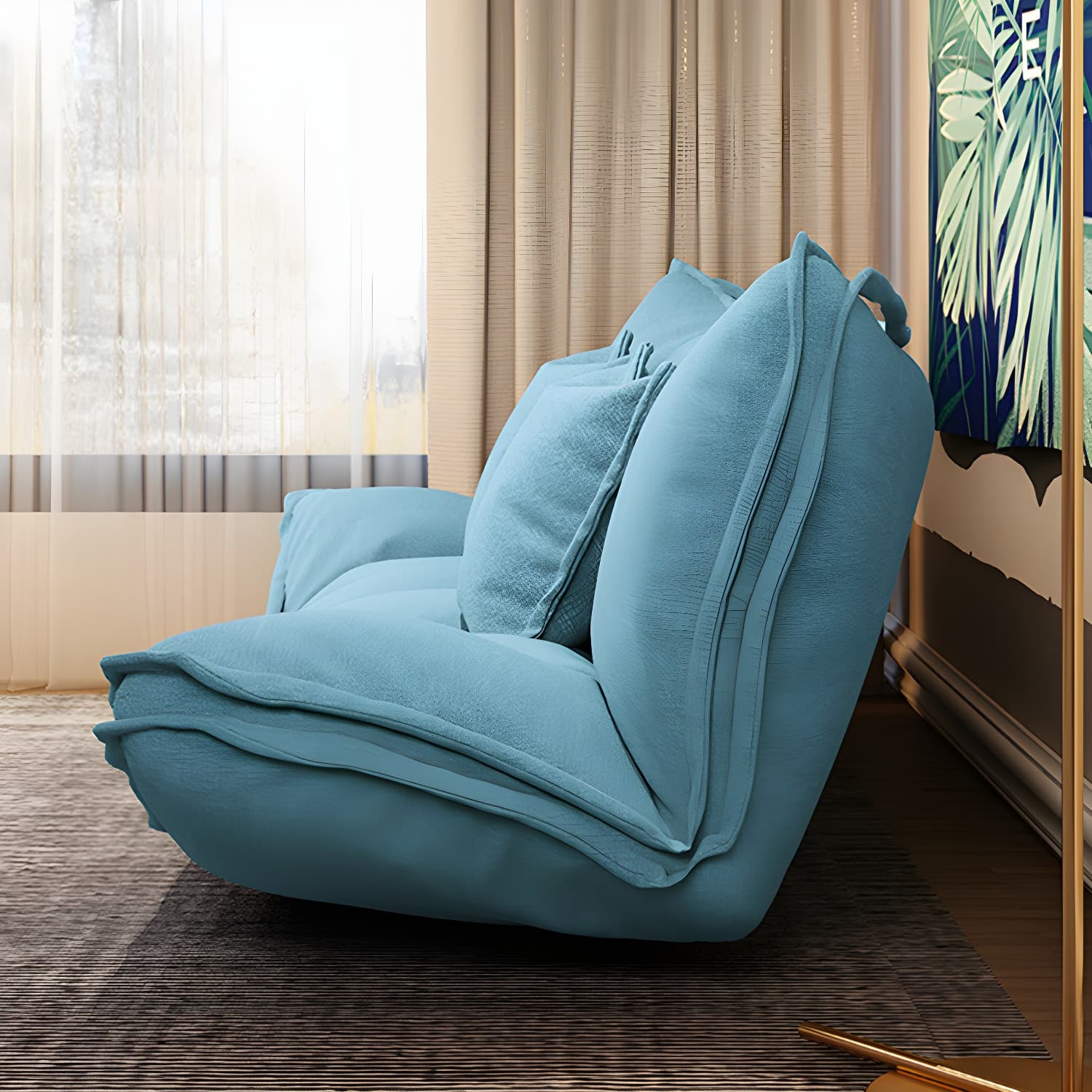 Modern Tight Back Convertible Sleeper Sofa Fabric Armless Solid Color Sofa thumbnail 12
