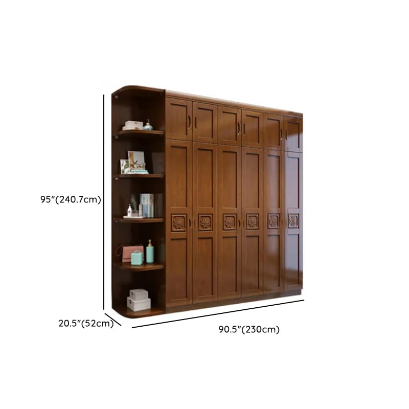 Vintage Sepia Lumber Wardrobe with Soft Close Drawer, Soft Close Door, Interior Shelves, and Hanging Rod thumbnail 11