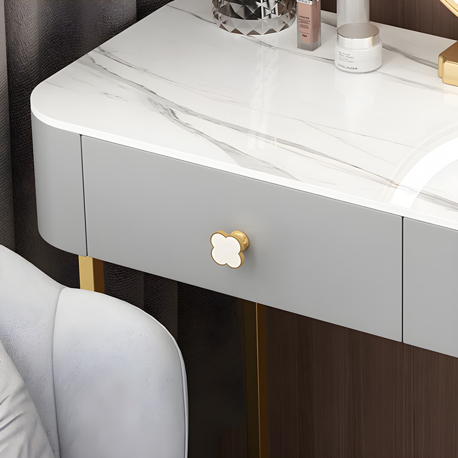Contemporary Wooden Make-up Vanity with Storage Drawers in Rectangle thumbnail 9