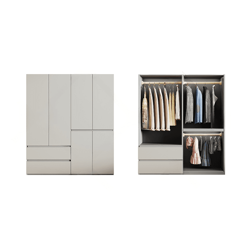 Cream Trendy Reclaimed Wood Wardrobe Armoire with Soft Close Drawer, Soft Close Door, Interior Shelves, and Clothing Rod thumbnail 42