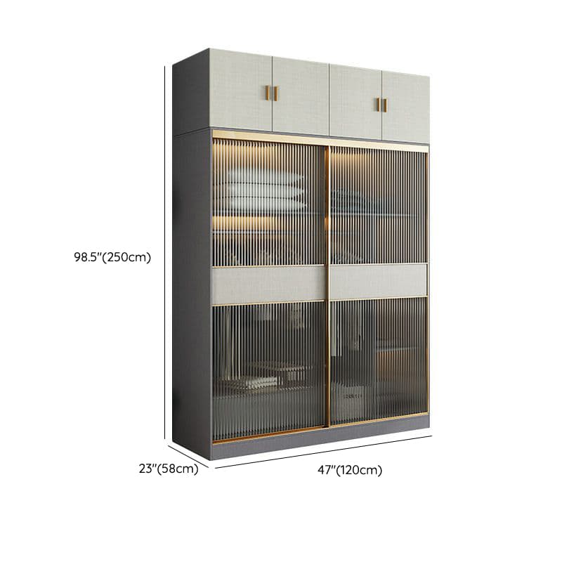 Contemporary Grey Wood Freestanding Cabinet Armoire with Lock, Interior Shelves & Soft Close Drawer thumbnail 23