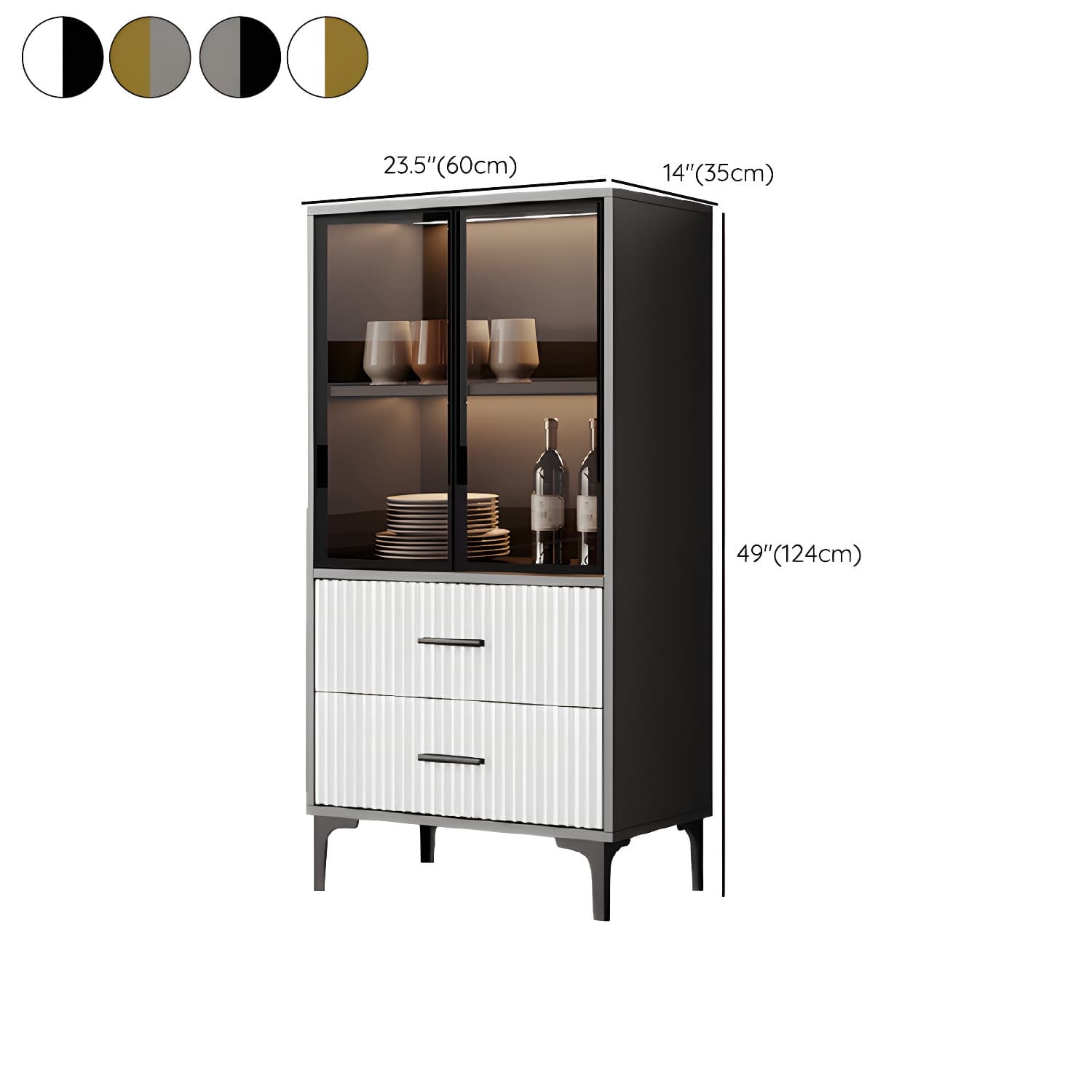 Contemporary Sideboard Cabinet for Dining Room with Glass Doors & Drawers Included thumbnail 18