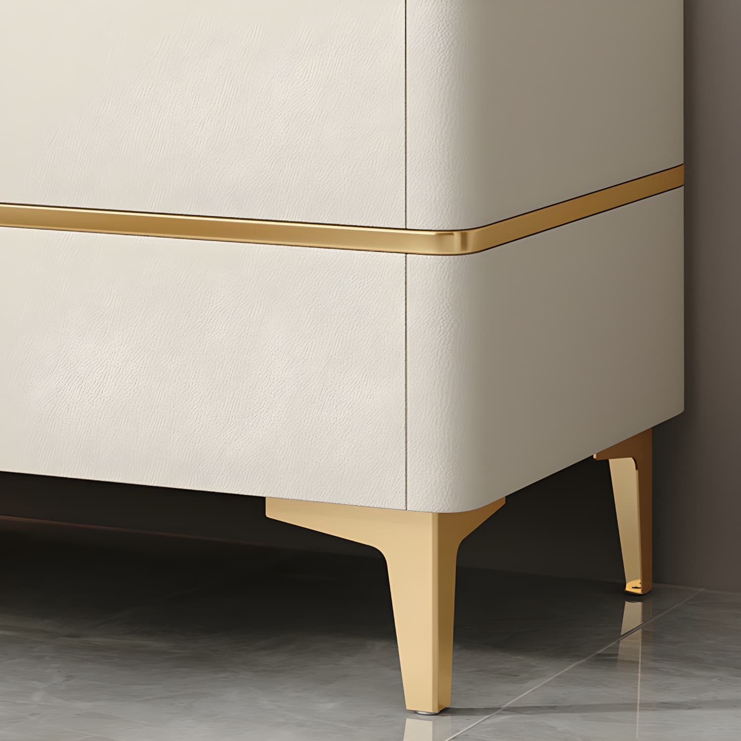 Glam Style Sintered Stone Top 2- Drawer Nightstand with Legs for Bedroom thumbnail 14