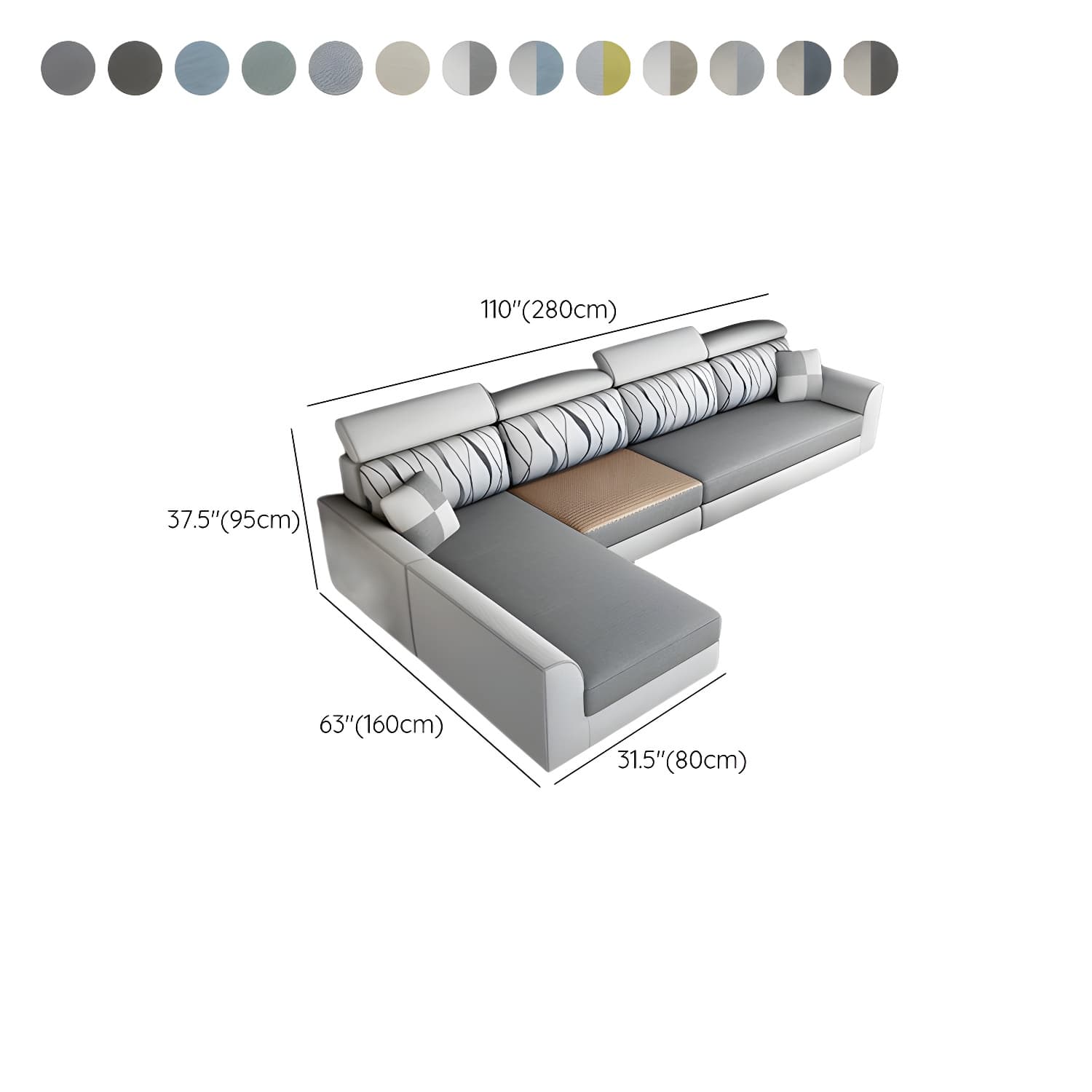 Modern L-Shape Reversible Wood Frame Sectional Sofa Chaise Set thumbnail 23