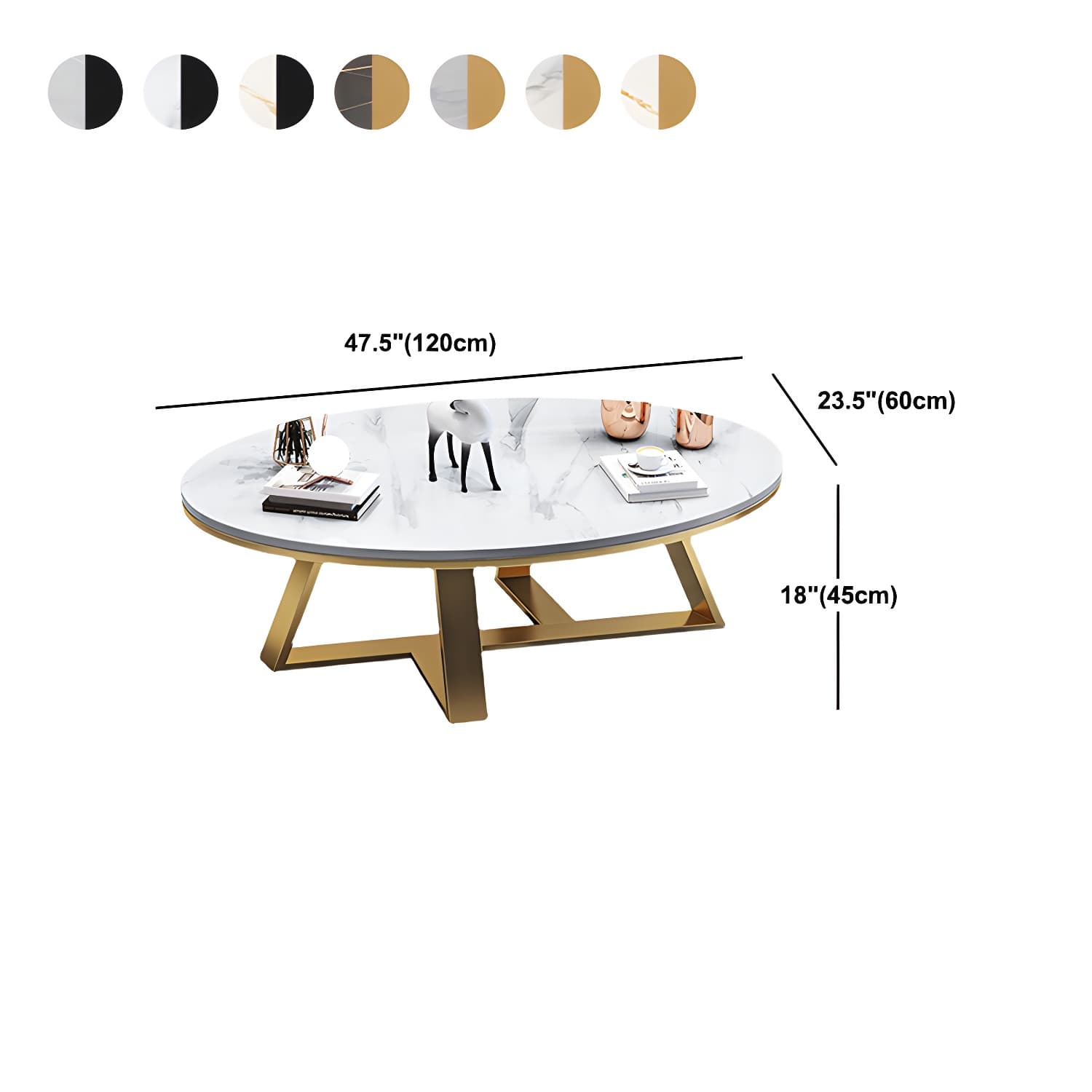 Slate Oval Coffee Table Minimalist Coffee Table for Living Room thumbnail 15