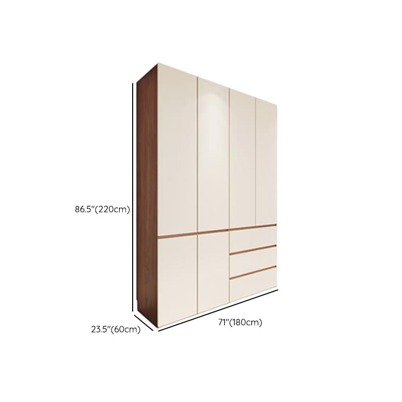 White Minimalist Manufactured Wood Wardrobe Closet with 3-Drawer, Soft Close Door, Interior Shelves, and Clothing Rod thumbnail 11