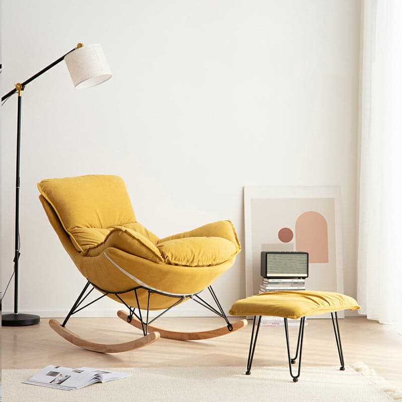 Modern Upholstered Rocking Chair Set with Slipcover and Ottoman thumbnail 8