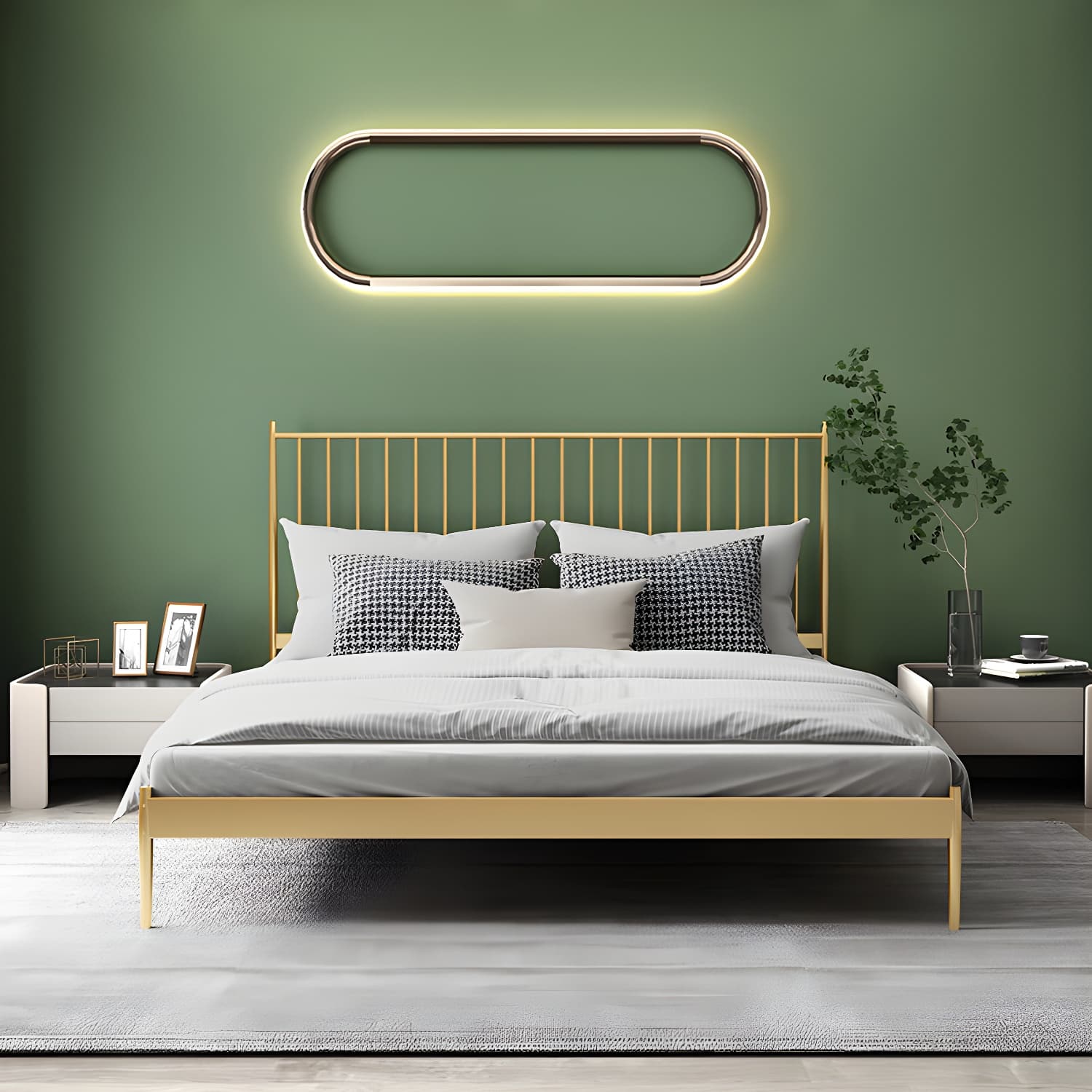 Modern Style Metal Material Includes Headboard Gold/white/black Bed thumbnail 6
