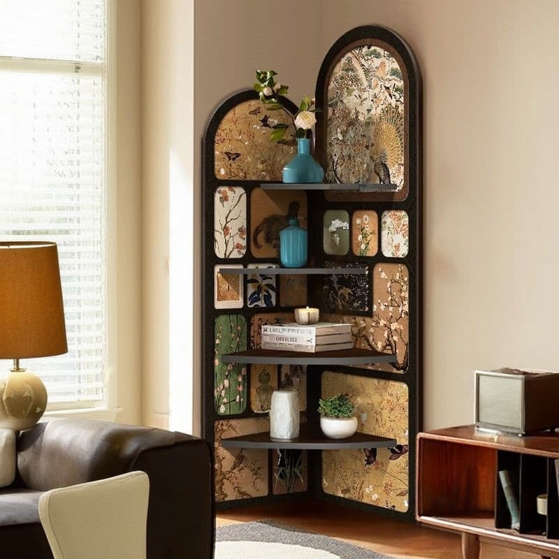 Modern Simple Style Nook Decorative Cabinet with 4 Exterior Shelves, Matte Black Lumber Top thumbnail 8
