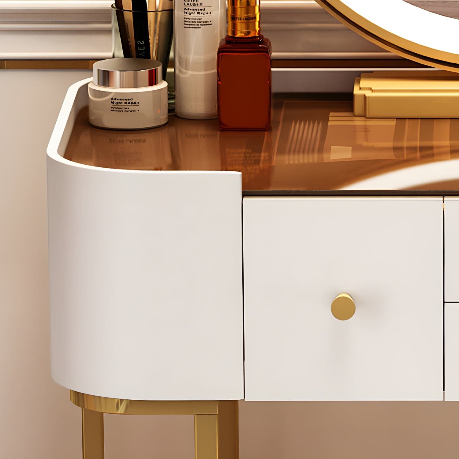 Glam Glass Vanity Dressing Table Bedroom Make-up Vanity with Drawer thumbnail 12