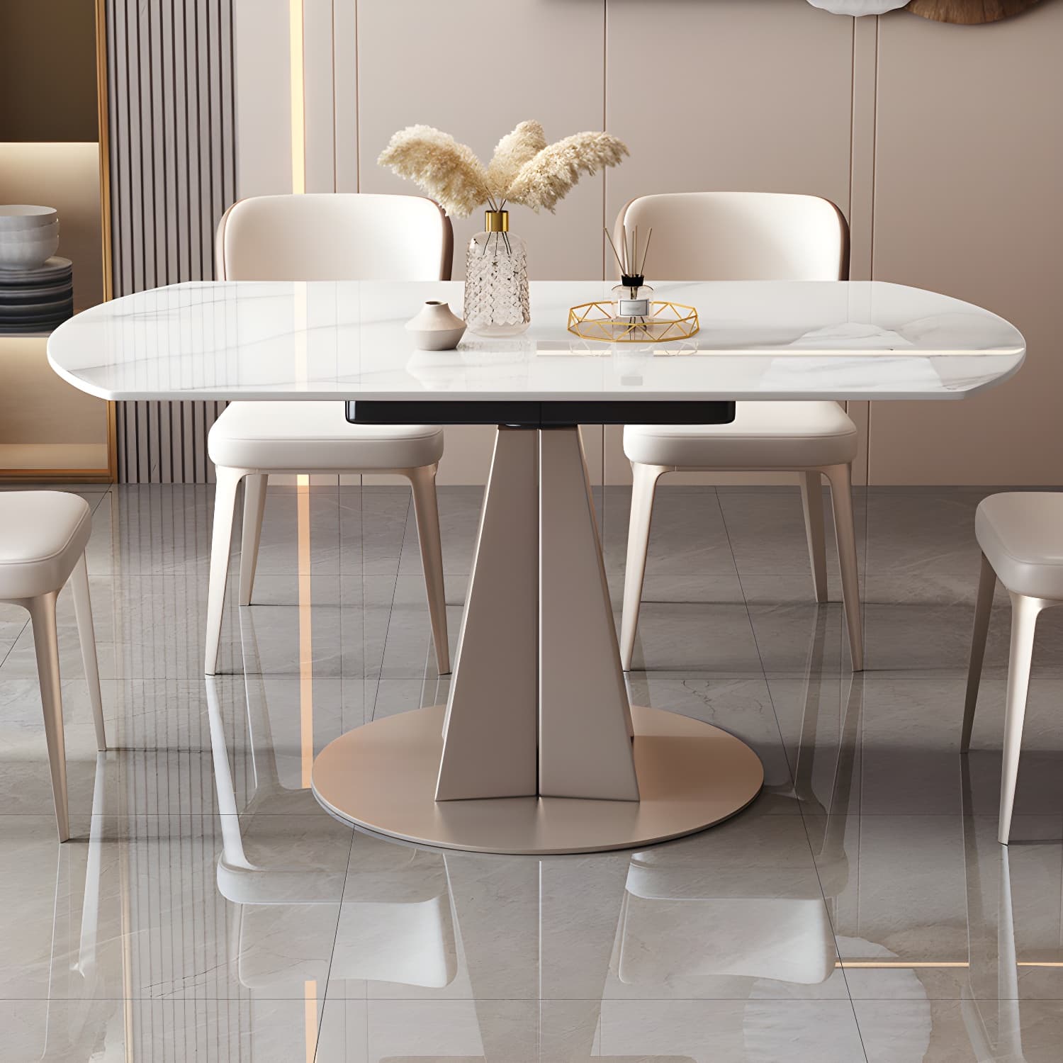 Contemporary 1/2/5/7 Pieces Dining Set Sintered Stone Dining Room Set for Small Space thumbnail 3