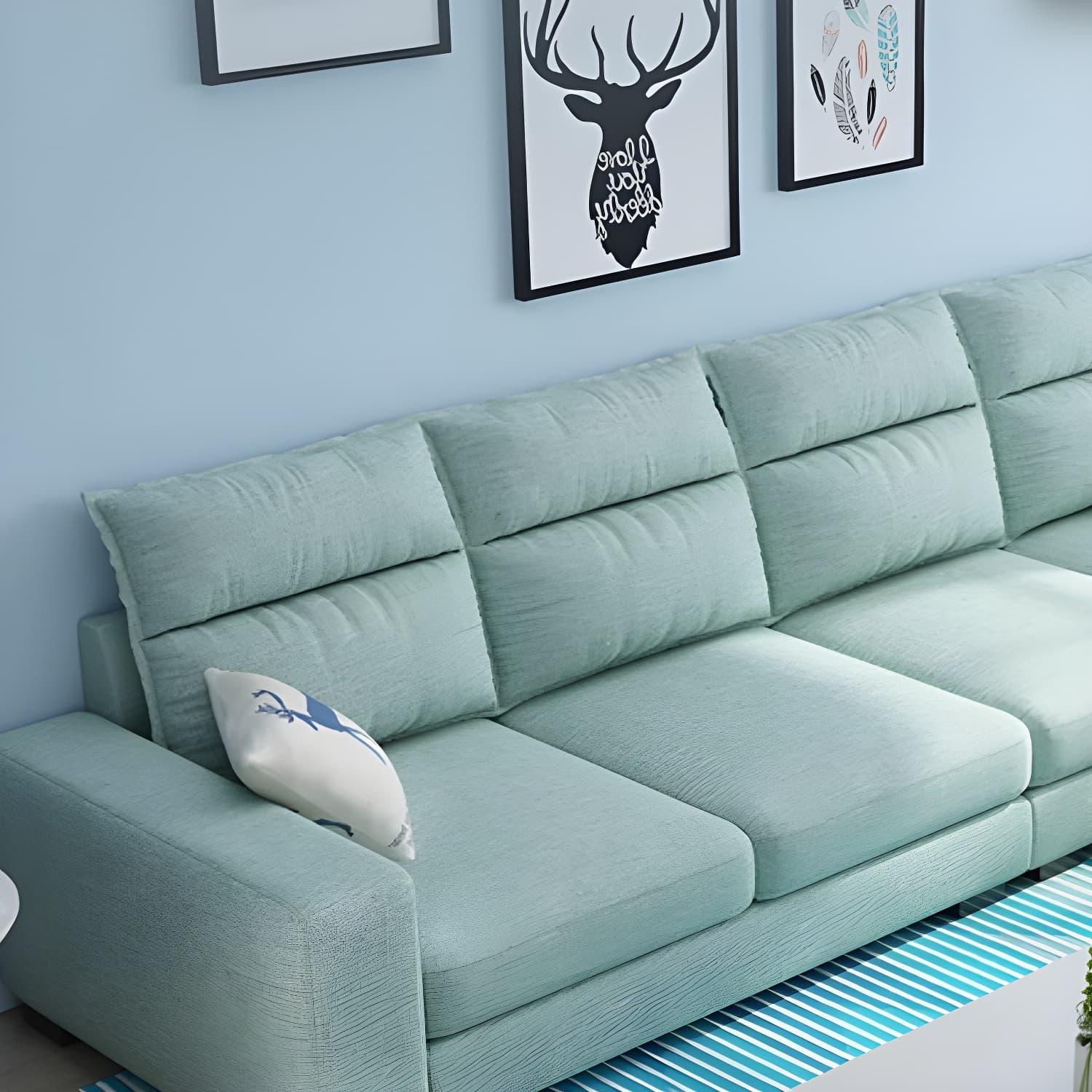 Scandinavian Wood Frame L-Shaped Modular Sofa Chaise in 2 Piece Set with Black Legs thumbnail 11