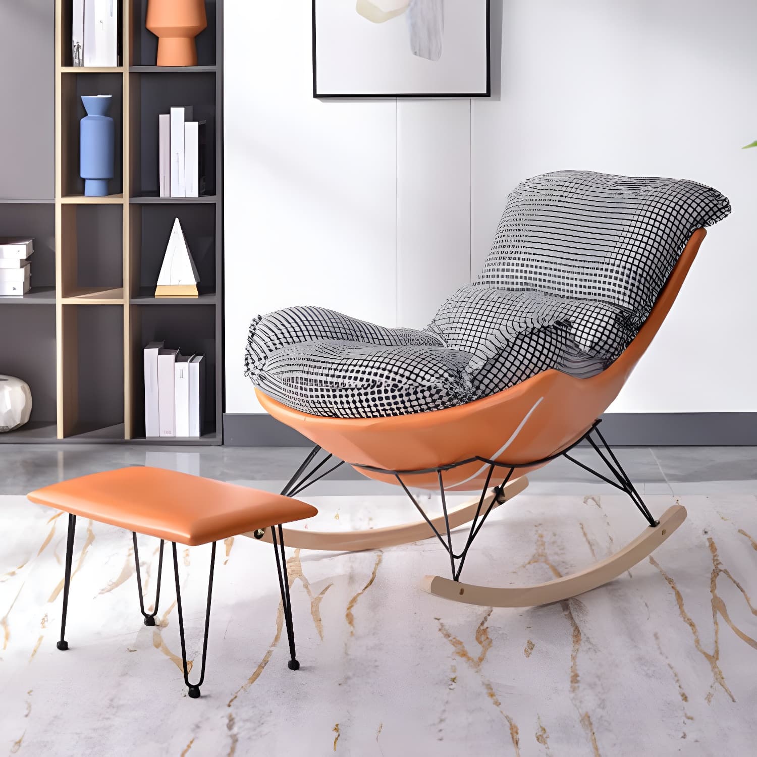 Contemporary Simple Style Rocking Chair Single Indoor Sofa Rocking Chair for Break thumbnail 7