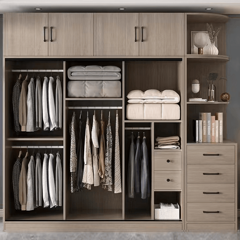 Rustic Brown Self-supporting Armoire Cabinet Pine with Shelves