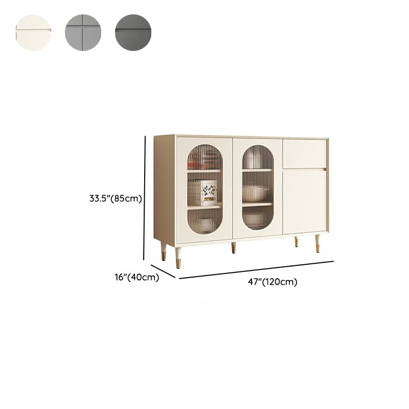 Wood Glam Sideboard Credenza with Glass Doors and Drawers, 40cm Overall Width, 85cm Overall Height thumbnail 17