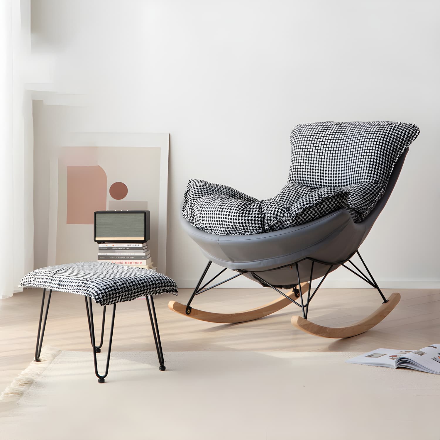 Modern Rocking Chair Solid Wood Rocker Chair with Light Legs thumbnail 3