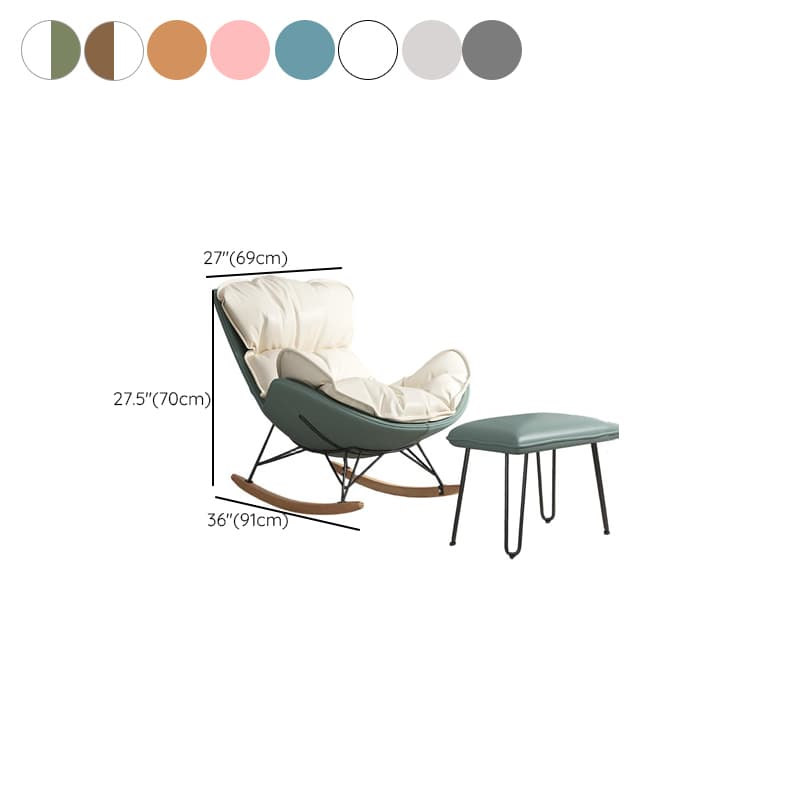 Modish Upholstered Rocking Accent Chair with Ottoman thumbnail 16