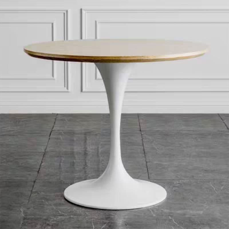 Scandinavian Standard Height Round Wood-Top Dining Table, Metal Tulip Base, Simple Assembly thumbnail 3