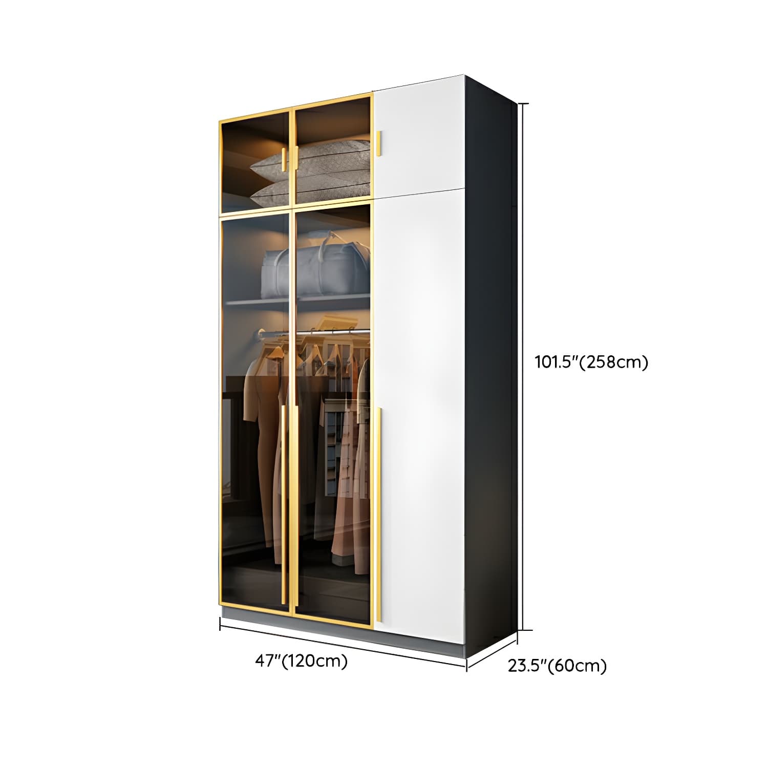 Contemporary Color Block Glass Doors Combination Armoire with Shelves Storage thumbnail 19