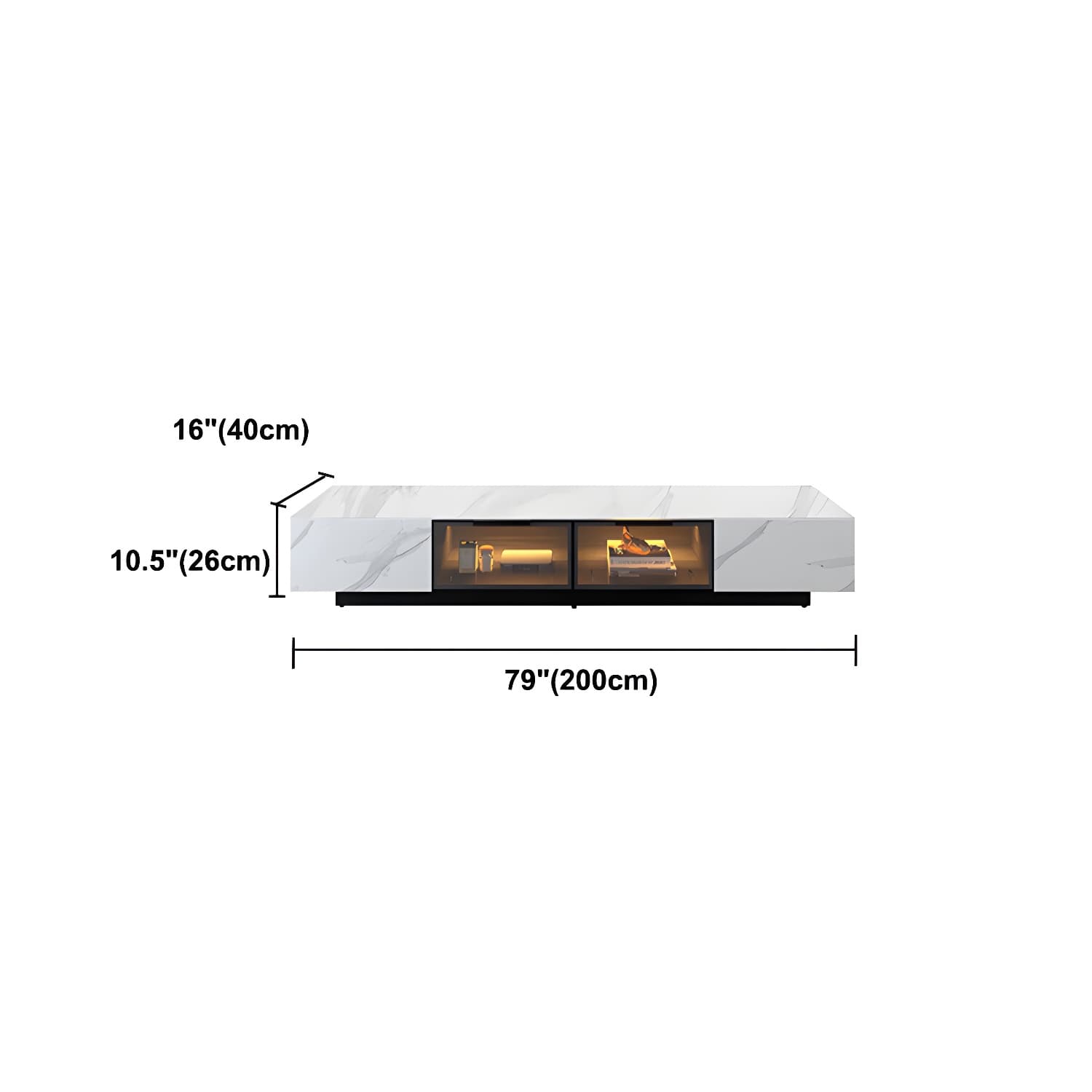 Modern Slate TV Stand White Closed Storage TV Console with Sensor Light thumbnail 10