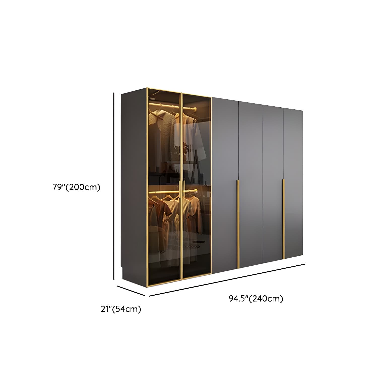Modern Grey Wood Wardrobe Armoire with Drawers & Adjustable Shelves thumbnail 17