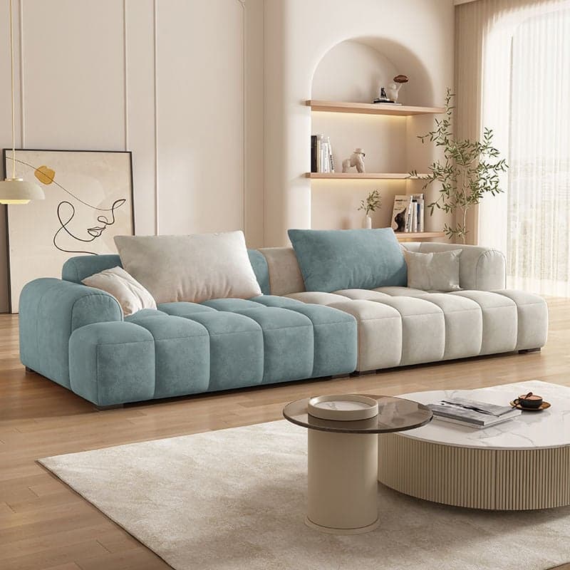 Vibrant Peony/Cerulean/Tangerine Color Sofa Couch with Round Arm and Concealed Support thumbnail 1