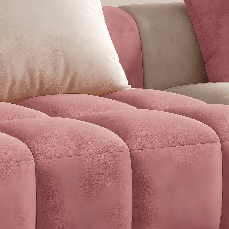 Vibrant Peony/Cerulean/Tangerine Color Sofa Couch with Round Arm and Concealed Support thumbnail 15