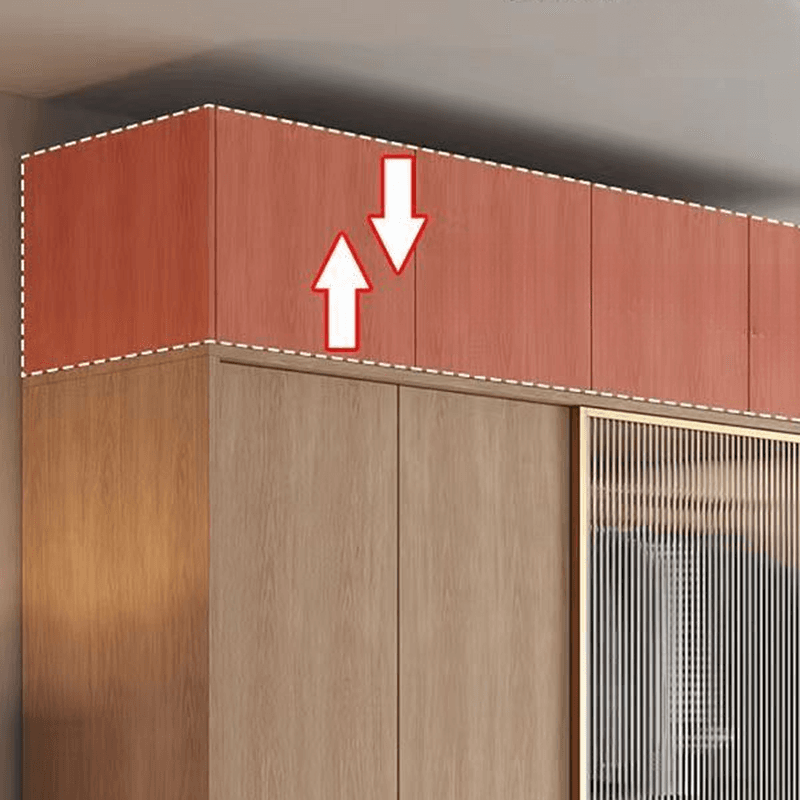 Natural Finish Art Deco Timber Wardrobe Armoire with Soft Close Drawer, Soft Close Door, Interior Shelves, and Clothing Rod thumbnail 6