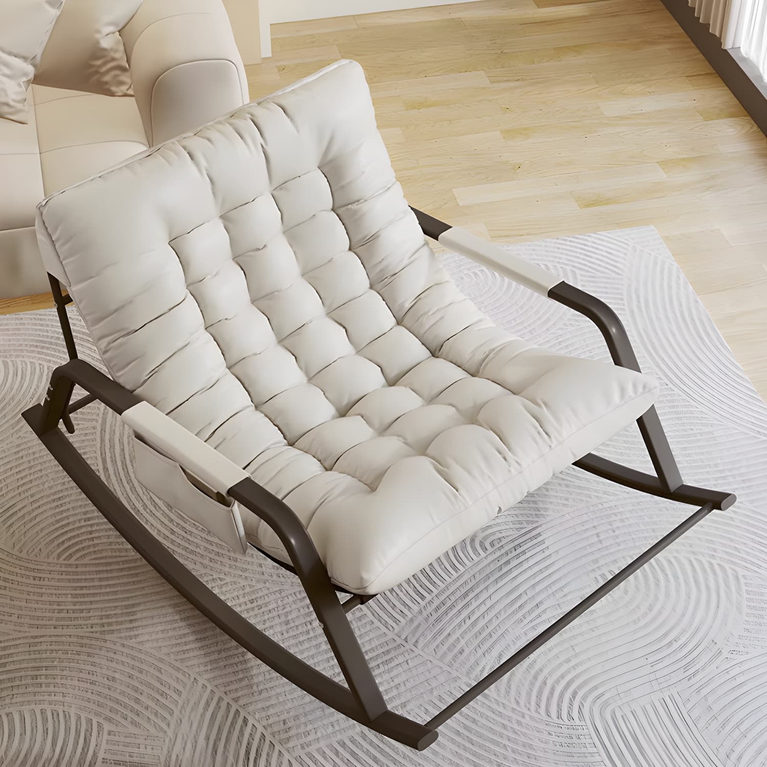 Stylish Tufted Upholstered Rocking Chair - Modern Design for a Comfy Home thumbnail 13