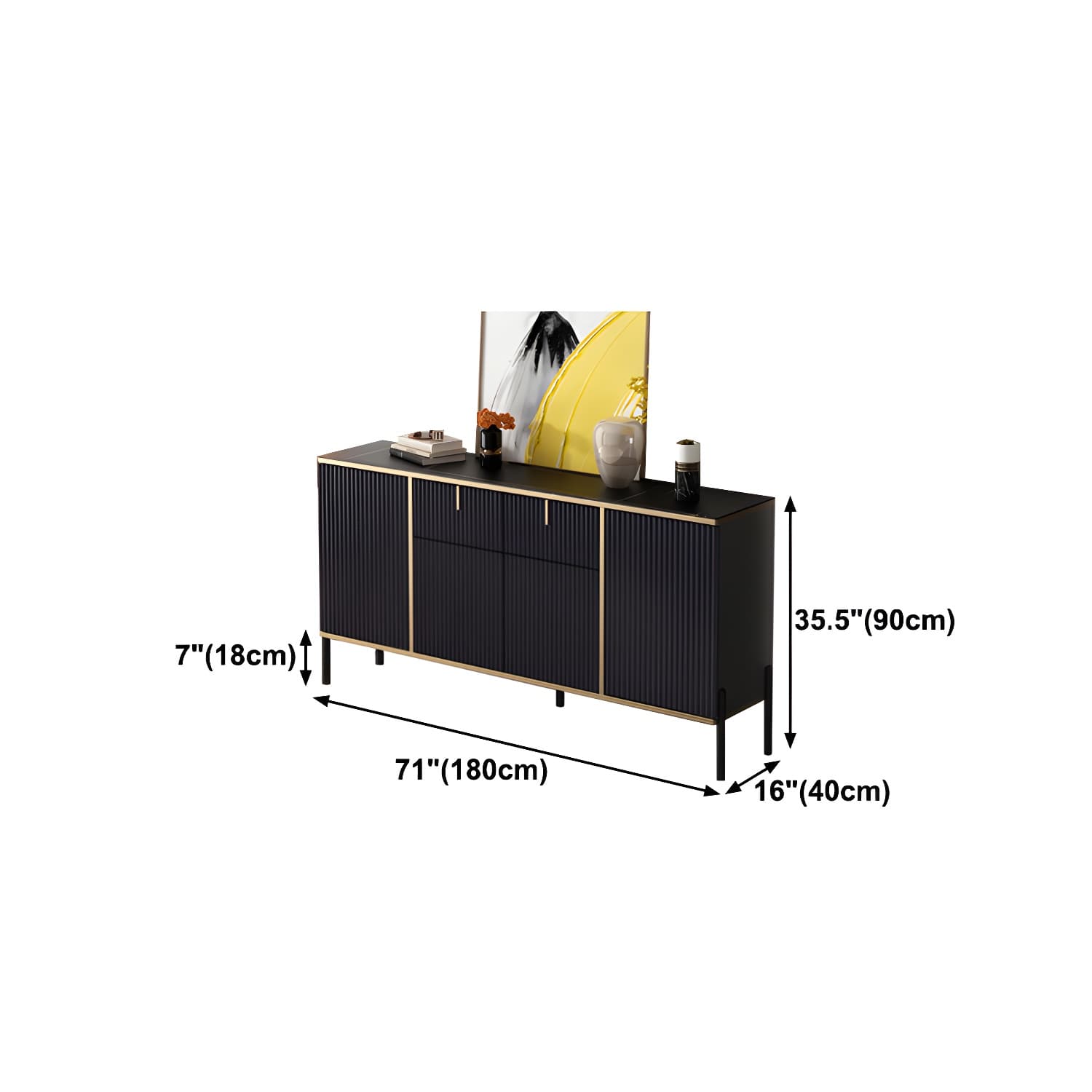 Glam Sideboard Stone Top Sideboard with Door for Living Room thumbnail 20