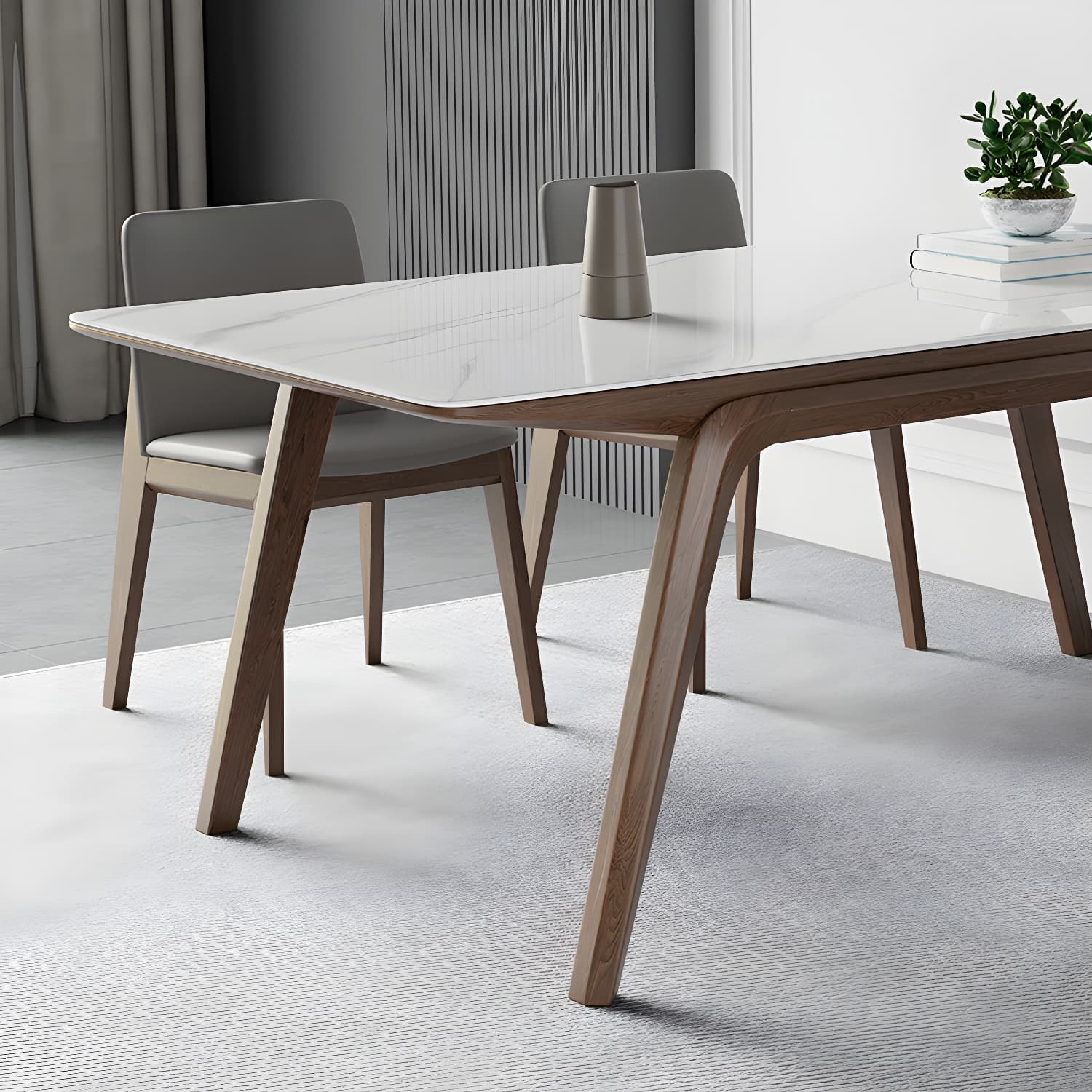 Designer Style Sintered Stone Top Dining Set Rectangle 1/3/4/5/7 Pieces Dining Table Set thumbnail 7
