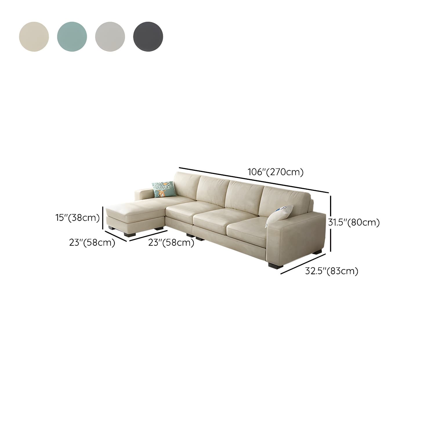 Scandinavian Wood Frame Straight Sofa with Cushion Back and Slipcover in 3 Piece Set thumbnail 29