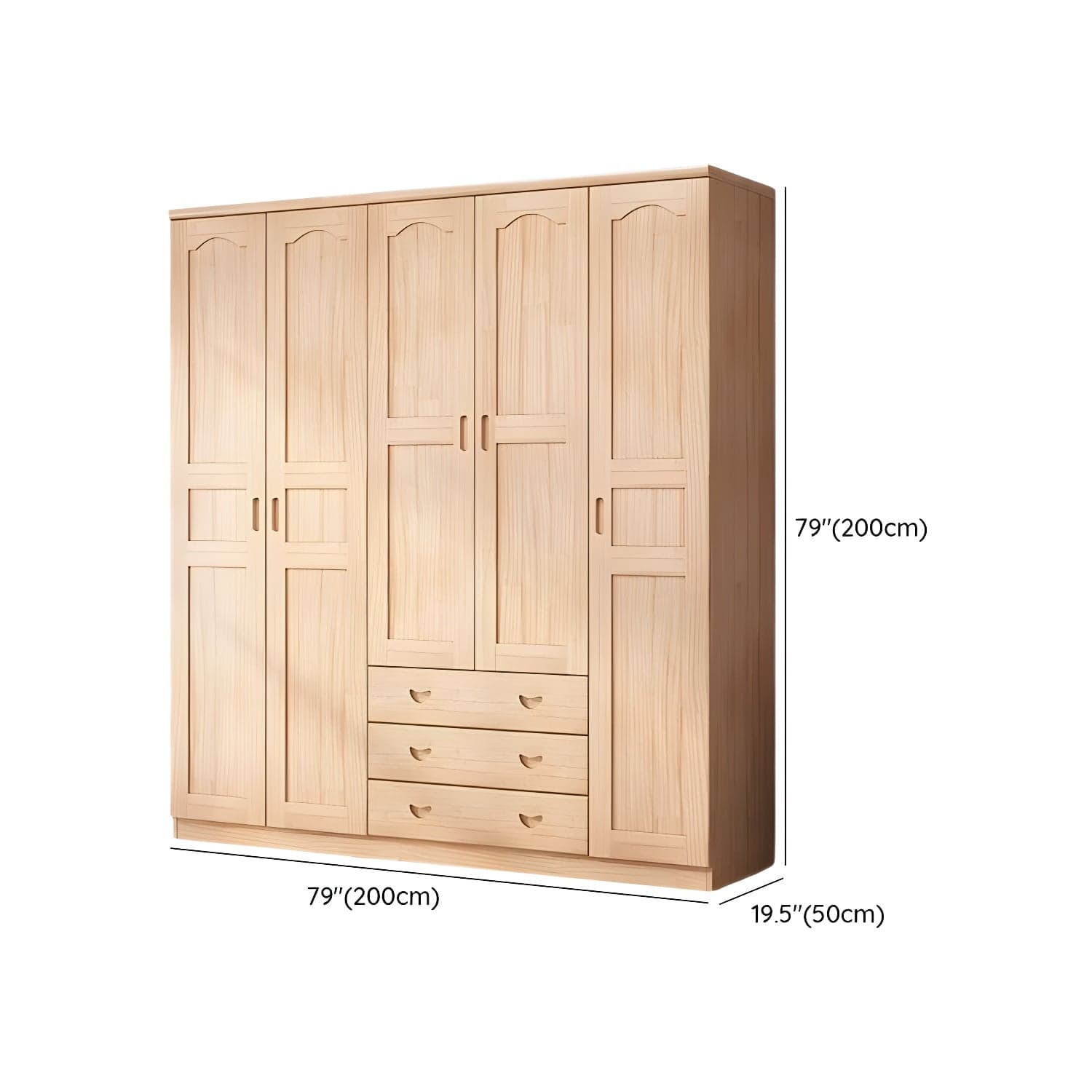 Scandinavian Natural Wood Wardrobe Armoire - 50cm Width - Drawers Included - image 15