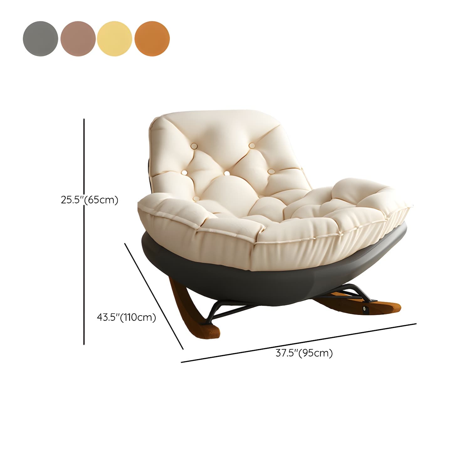 Cotton Upholstered Indoor Rocking Chair with Solid Wood Legs, Compact Design for Small Spaces thumbnail 22