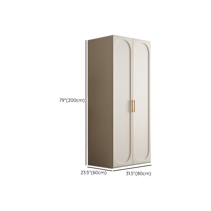 White Minimalist Manufactured Wood Wardrobe Closet with 3-Drawer, Soft Close Door, Interior Shelves, and Clothing Rod thumbnail 17