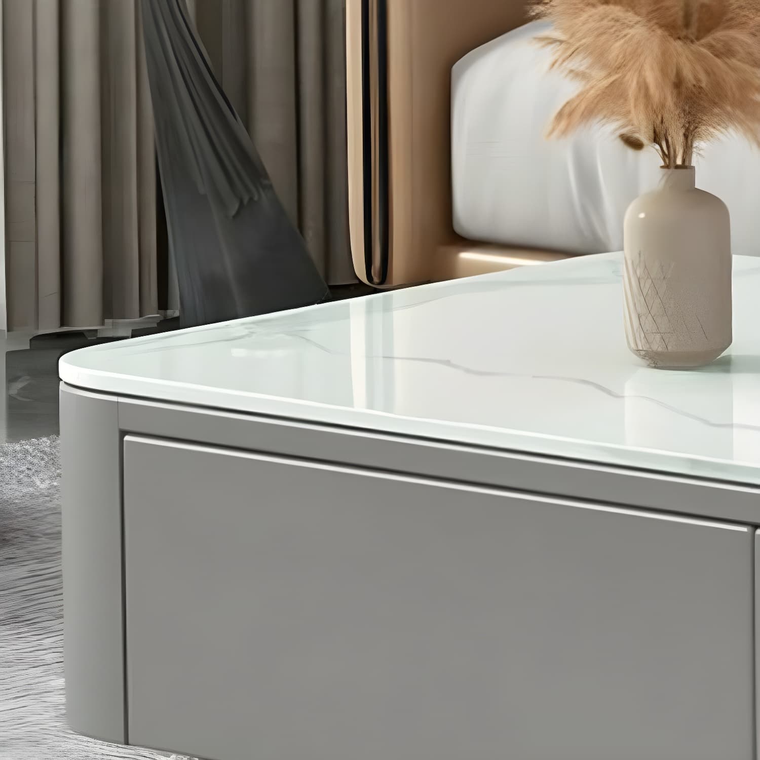 Modern Rectangular Coffee Table with Tempered Glass Top & Black Wood Base thumbnail 15