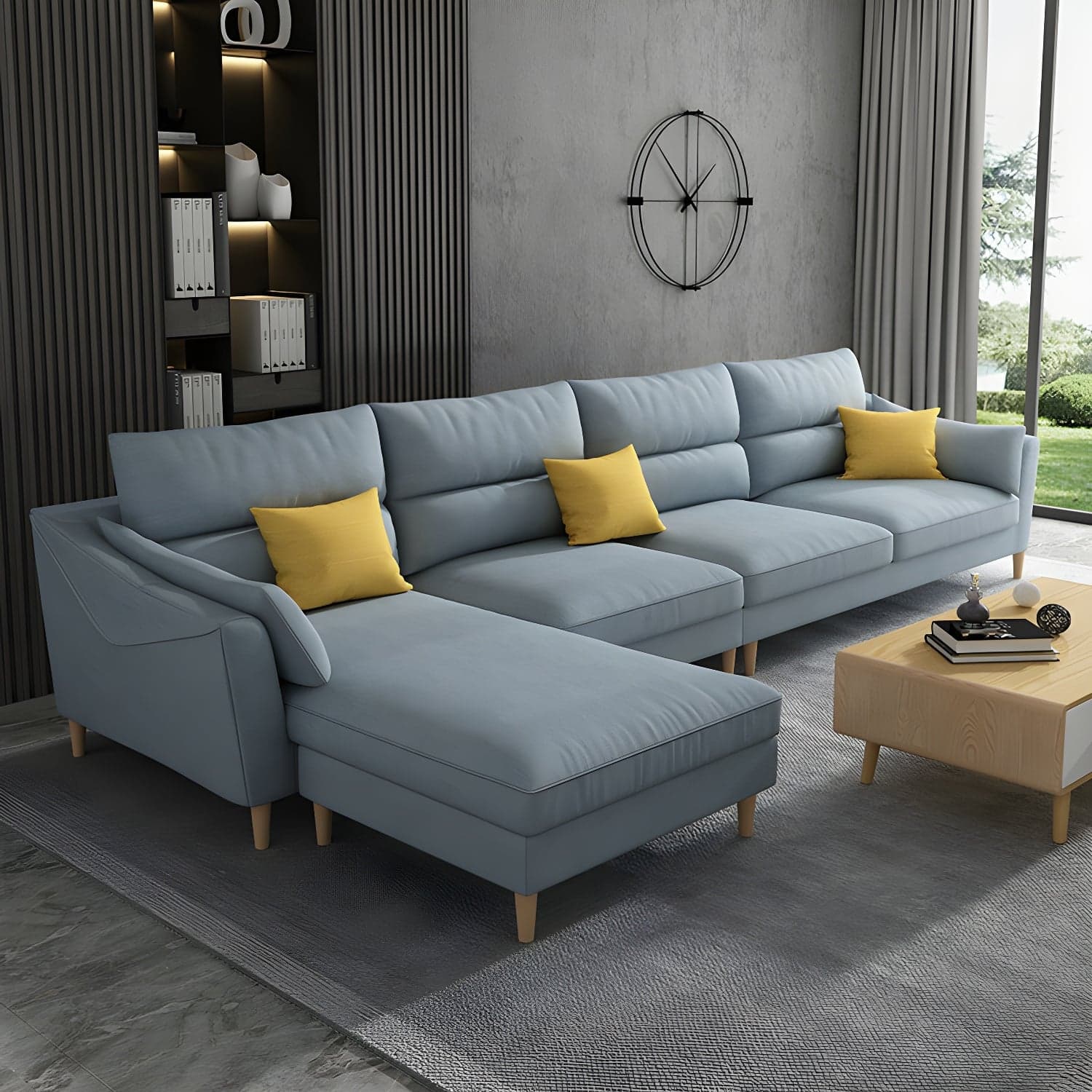 Scandinavian Wood Frame Straight Modular Sofa with Slipcover and Ottoman in 3 Piece Set thumbnail 3