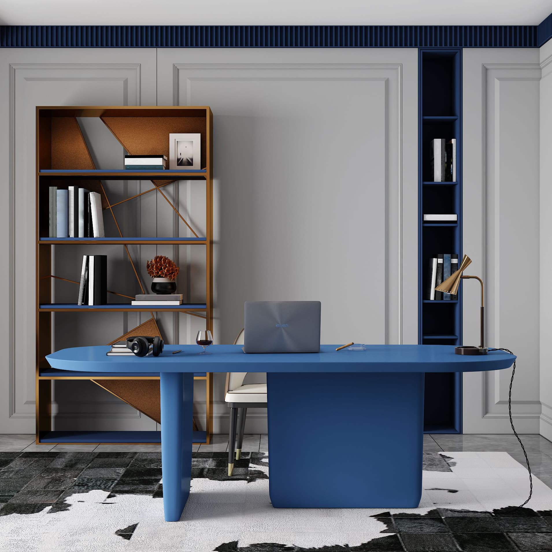 Rectangle Solid Wood Dining Table Modern Table with Double Pedestal Base thumbnail 2