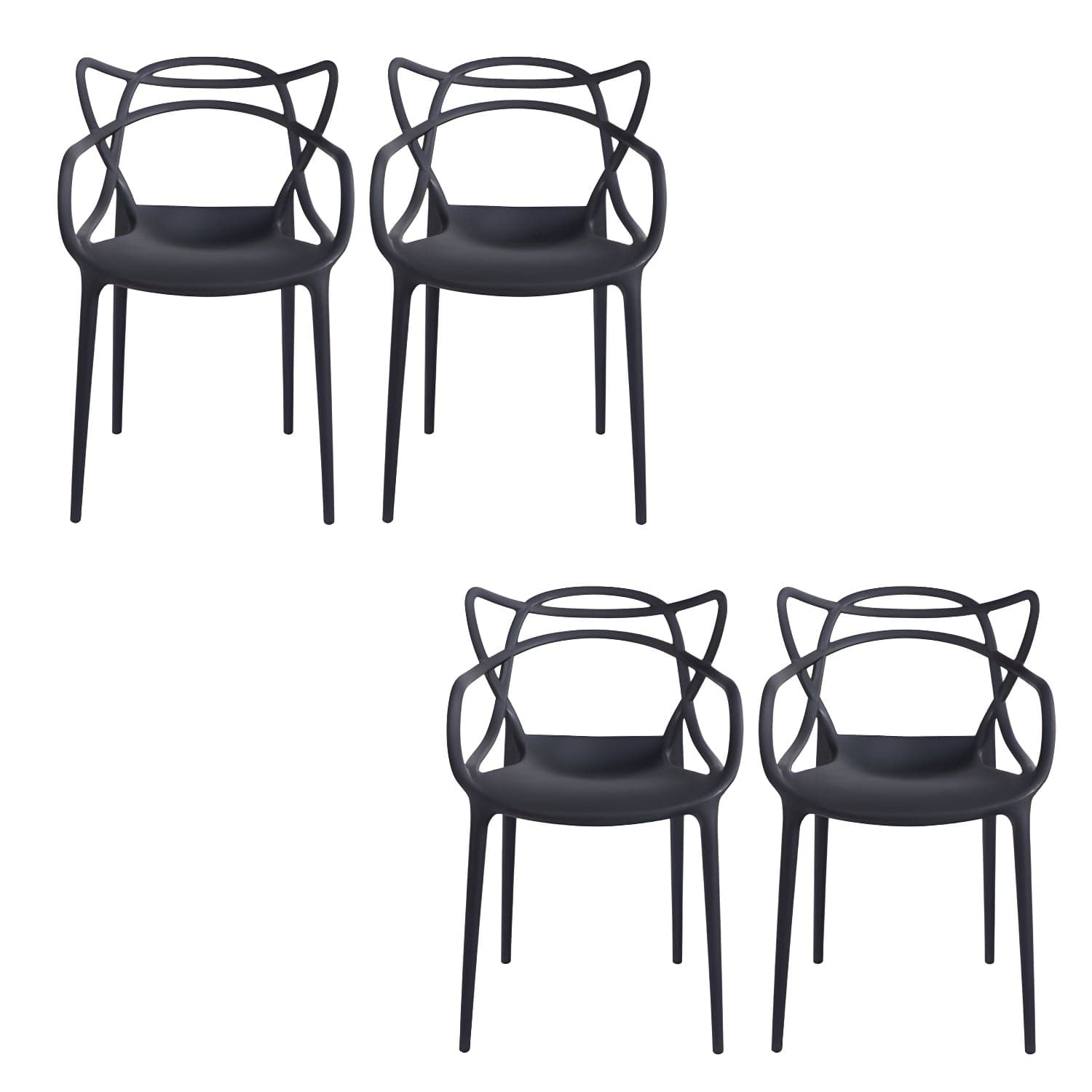 Open Back Dining Arm Chair Modern Indoor-Outdoor Plastic Chair thumbnail 1