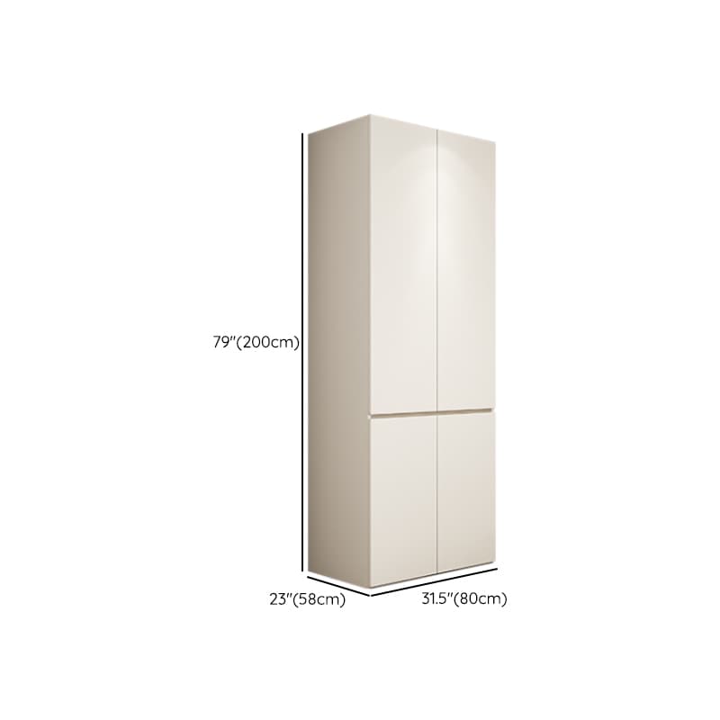 White Minimalist Manufactured Wood Wardrobe Closet with 2 Drawers, Soft Close Door, Interior Shelves, and Clothing Rod thumbnail 13