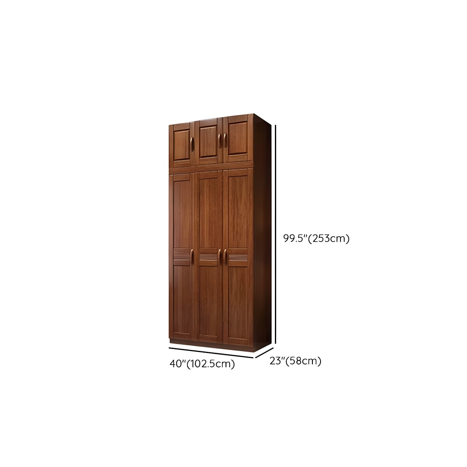 Wood Brown Rustic Wardrobe Armoire with Drawers & Shelves, Walnut Finish thumbnail 18
