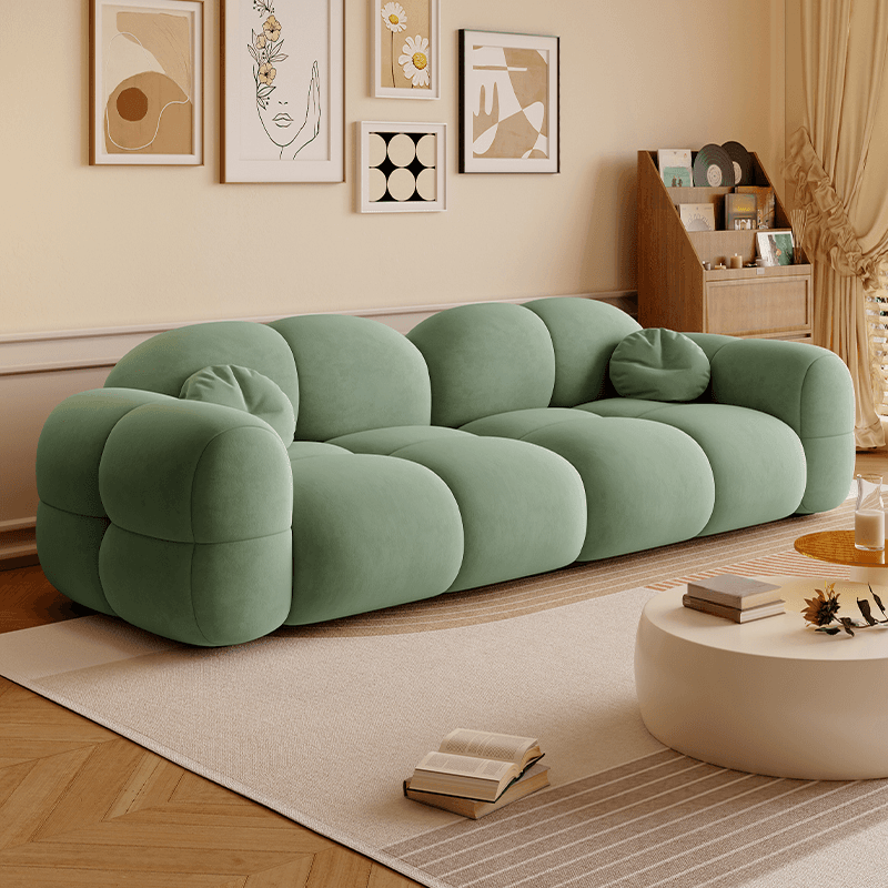 Contemporary Solid Color Tear Resistant Standard Sofa in Gray/Emerald Green/Ivory for 5/for 4/Seats 3 with 2 Pillows thumbnail 1