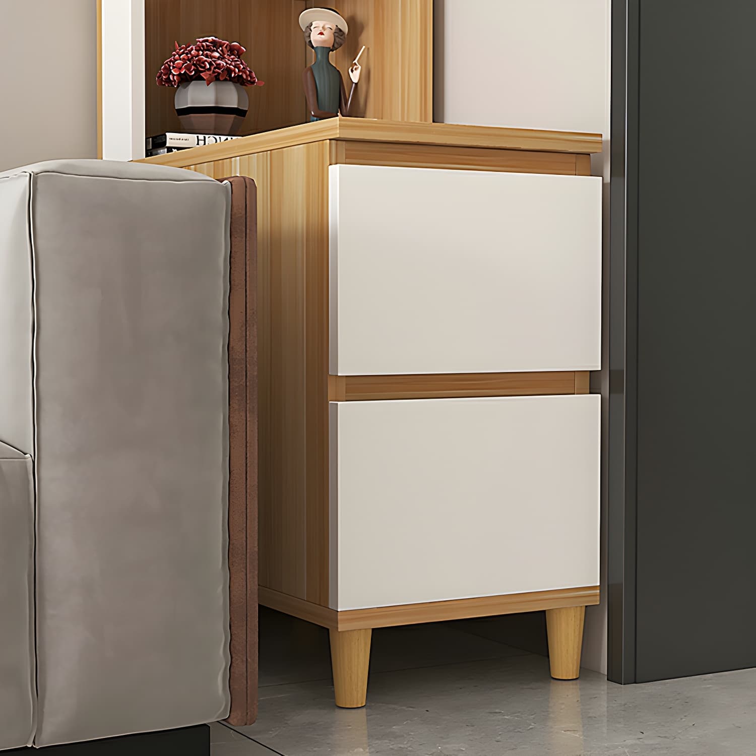 31" Wide Contemporary Corner 2 - Drawer Accent Chest with Shelves thumbnail 11