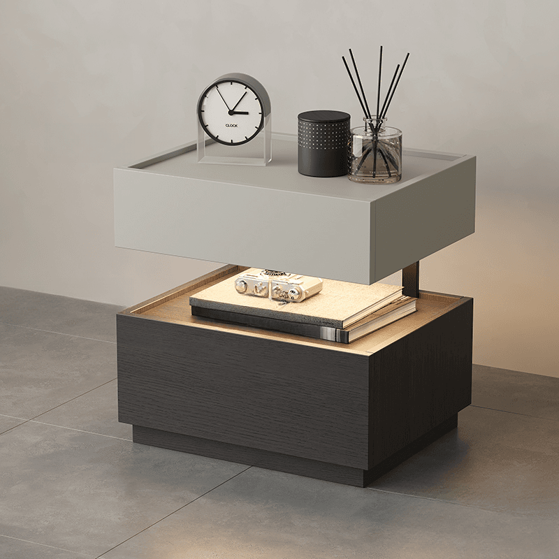Organic Modern Nightstand With Drawer Organization with Particle Board Wood Countertop and Illuminating Lighting thumbnail 3