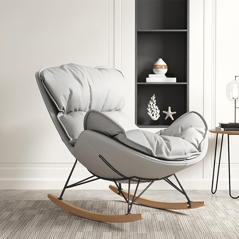 Modish Upholstered Rocking Accent Chair with Ottoman thumbnail 5