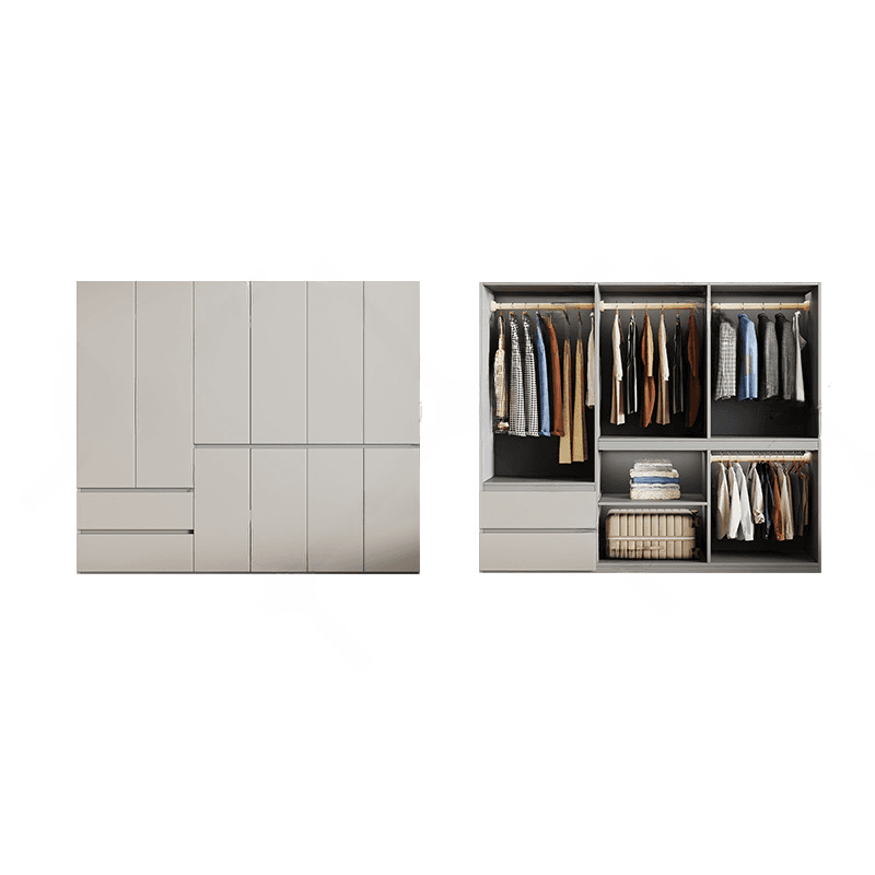 Cream Trendy Reclaimed Wood Wardrobe Armoire with Soft Close Drawer, Soft Close Door, Interior Shelves, and Clothing Rod thumbnail 38