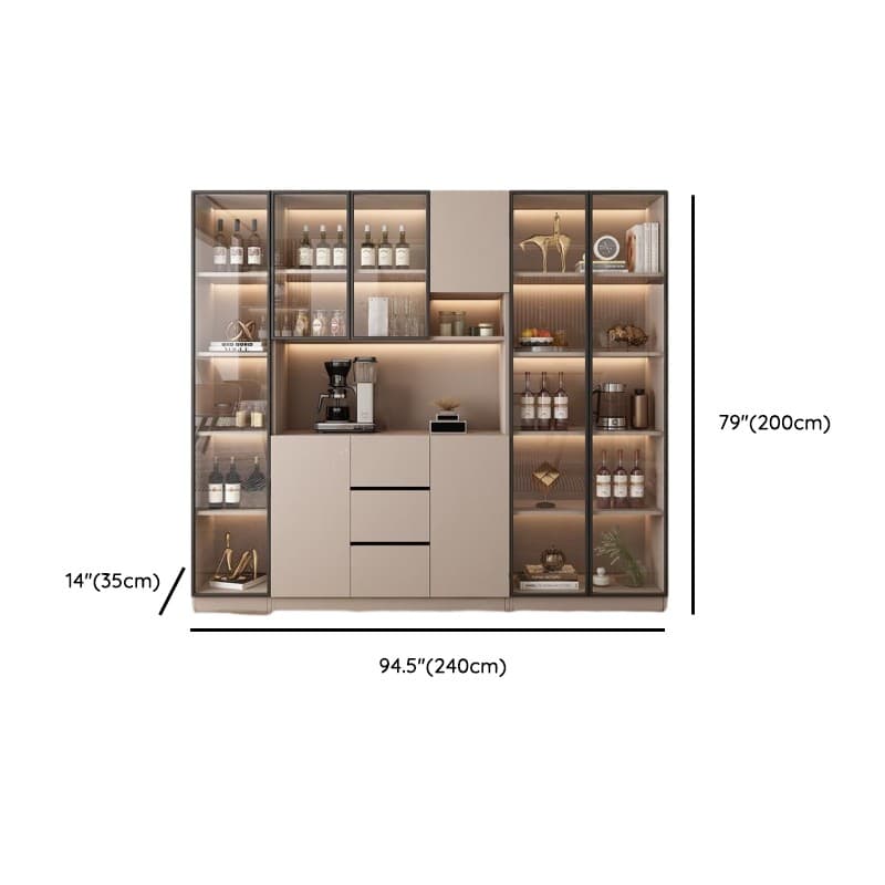 Wide/Standard/Narrow Modern Timber 3 Drawers 2 Shelves/3 Shelves/1 Shelf Glass Doors Pantry Hutch Sideboard thumbnail 23