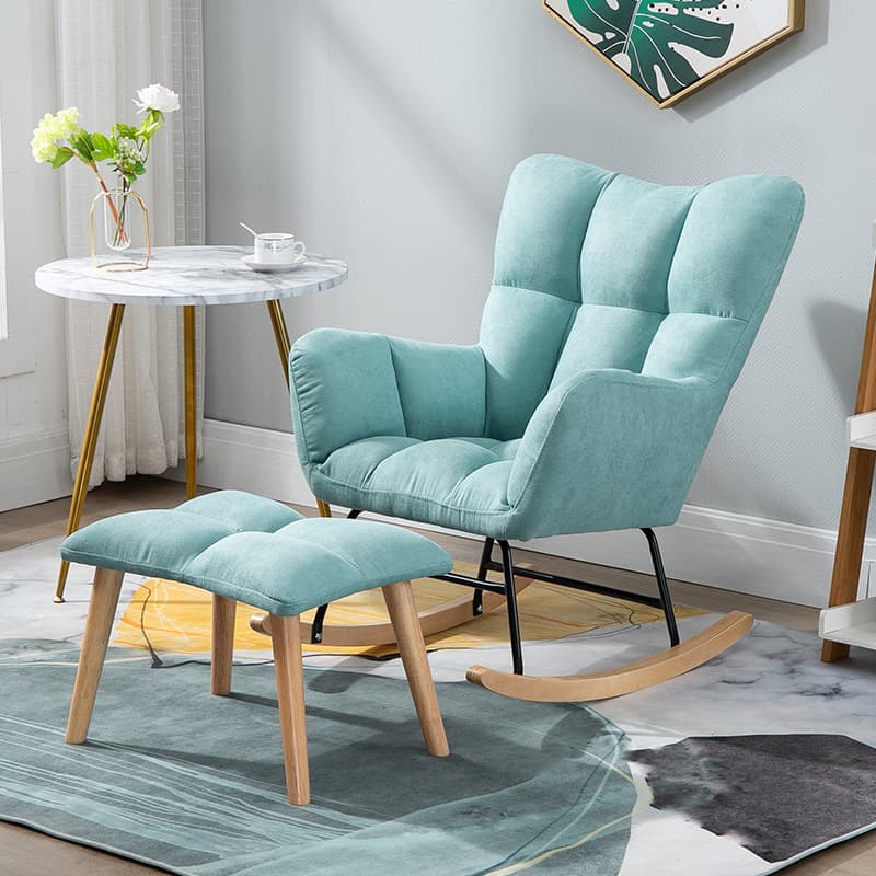 Modish Upholstered Cushioned Rocking Accent Chair 2 Piece Set with Footstool & Recessed Arm, Scratch-tolerant thumbnail 28