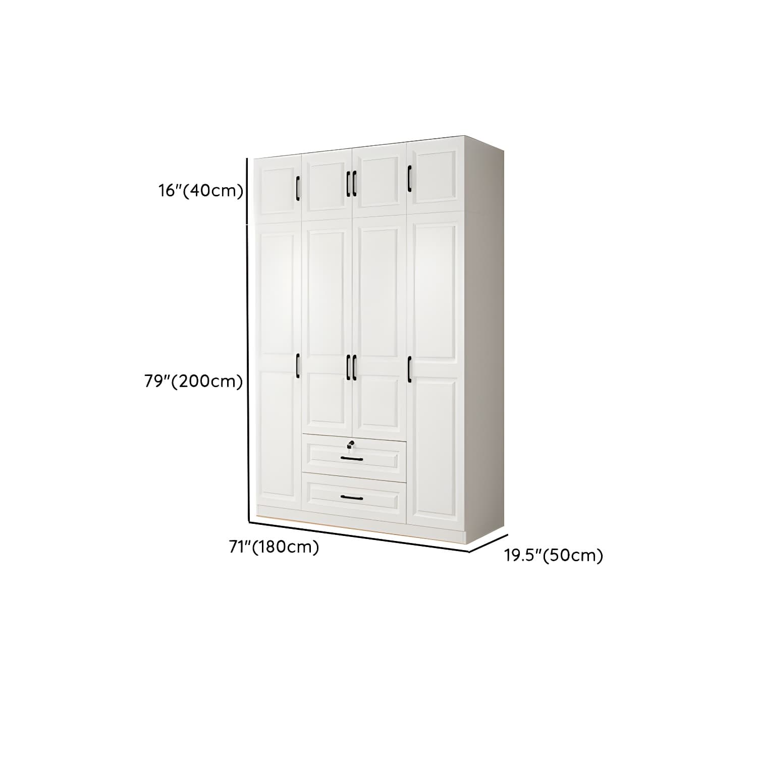 White Wood Wardrobe Armoire with Drawers, Shelves, and Clothing Rod thumbnail 21