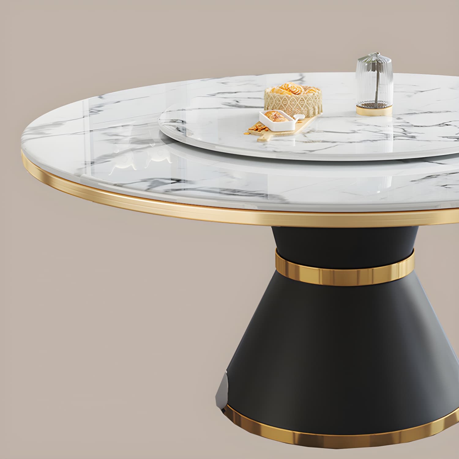 Modern Dining Set 1/5/7 Pcs Round Marble Dining Table and Upholstered Chairs thumbnail 6